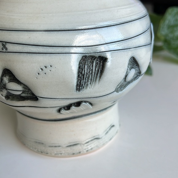 Handmade Pottery Vase Abstract Shapes Husby - Picture 4 of 12